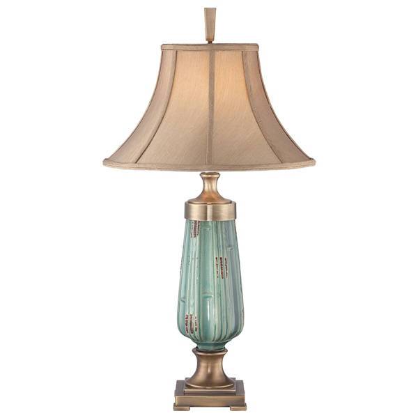 Elstead Lighting Monteverde 1 Light Table Lamp Ceramic, Green, Aged Brass, E27
