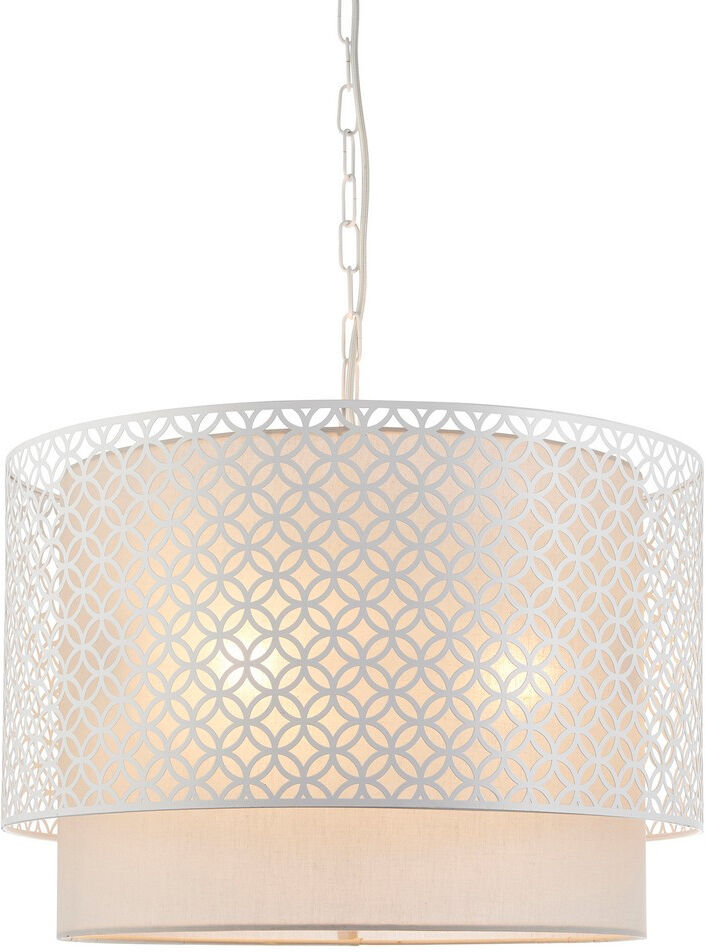 Endon Collection Lighting Gilli 3 Light Round Ceiling Pendant Chalk White & Pale Grey Cotton, E27