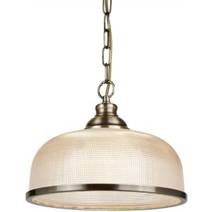 Searchlight Lighting Bistro 1 Light Dome Ceiling Pendant White, Antique Brass, Glass, E27