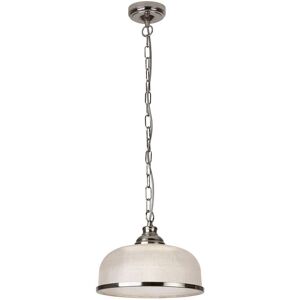 Searchlight Lighting Bistro 1 Light Dome Ceiling Pendant Silver, White, Glass Single, E27