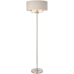 Endon Collection Lighting Highclere Base & Shade Floor Lamp Brushed Chrome Plate, Natural Linen