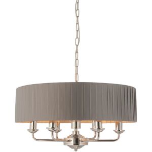Endon Collection Lighting Highclere Single Shade Pendant Light Bright Nickel Plate, Charcoal Fabric