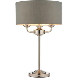 Endon Collection Lighting Highclere Base & Shade Table Lamp, Bright Nickel Plate, Charcoal Fabric