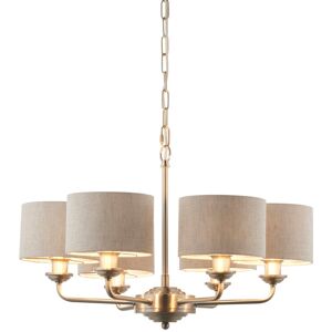 Endon Collection Lighting Highclere Multi Arm Shade Pendant Ceiling Lamp, Brushed Chrome Plate, Natural Linen