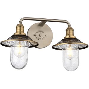 Elstead Quintiesse Lighting Hinkley Rigby 2 Light Wall Light Antique Nickel with Heritage Brass IP44
