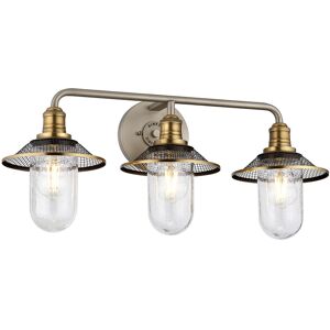 Elstead Quintiesse Lighting Hinkley Rigby 3 Light Wall Light Antique Nickel with Heritage Brass IP44
