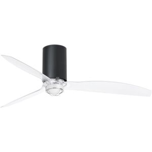 Faro Lighting Mini-Tube LED Matt Black, Transparent Ceiling Fan with DC Motor, 3000K