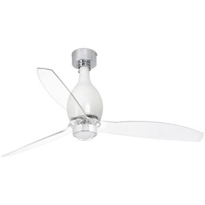 Faro Lighting Mini-Eterfan LED Shiny White, Transparent Ceiling Fan with DC Motor, 3000K