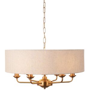 Endon Collection Lighting Highclere Multi Arm Pendant Ceiling Light Vintage Brass, Natural Linen, 6x E14