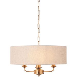 Endon Collection Lighting Highclere Multi Arm Pendant Ceiling Light Vintage Brass, Natural Linen, 3x E14