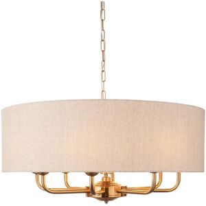Endon Collection Lighting Highclere Multi Arm Pendant Ceiling Light Vintage Brass, Natural Linen, 8x E14