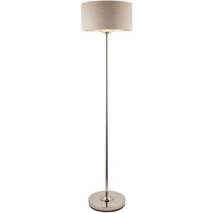 Endon Collection Lighting Highclere Floor Lamp with Shade Brushed Chrome Plate, Natural Linen, 1x E27
