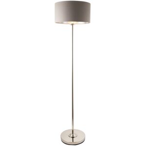 Endon Collection Lighting Highclere Floor Lamp with Shade Bright Nickel Plate, Charcoal Fabric, 1x E27