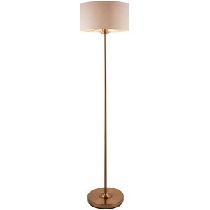 Endon Collection Lighting Highclere Floor Lamp with Shade Vintage Brass, Natural Linen, 1x E27