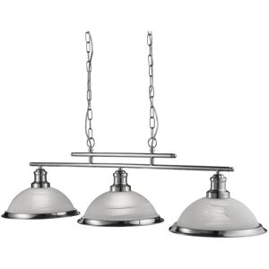 Searchlight Lighting Bistro 3 Light Ceiling Pendant Bar Satin Silver, Acid Glass, E27