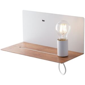 Fan Europe Flash Wall Lamp Shelf - Reading USB White Wood E27 Fan Europe Flash Wall Lamp Shelf - Reading USB White Wood E27