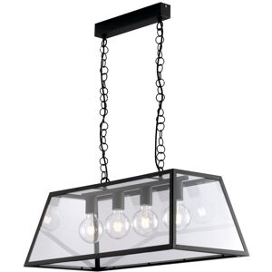 Fan Europe Lighting Lexington Bar Lantern Ceiling Pendant, Black, Transparent, E27 Fan Europe Lighting Lexington Bar Lantern Ceiling Pendant, Black, Transparent, E27