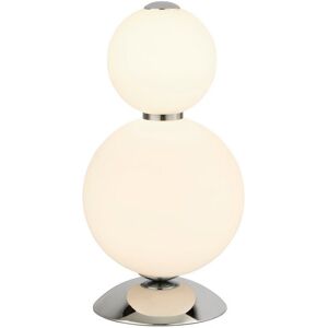 Searchlight Snowball 2 Light Table Lamp - Chrome, Opal Glass Shade Searchlight Snowball 2 Light Table Lamp - Chrome, Opal Glass Shade