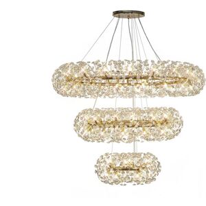 Luminosa Lighting Salisbury 3 Tier Pendant 74 Light G9 French Gold, Crystal, Item Weight: 37.6kg Luminosa Lighting Salisbury 3 Tier Pendant 74 Light G9 French Gold, Crystal, Item Weight: 37.6kg