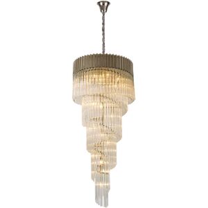 Luminosa Lighting Poland Pendant Round 5 Tier 23 Light E14, Polished Nickel, Clear Glass, Item Weight: 56.2kg Luminosa Lighting Poland Pendant Round 5 Tier 23 Light E14, Polished Nickel, Clear Glass, Item Weight: 56.2kg
