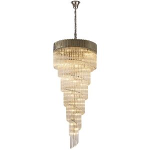 Luminosa Lighting Poland Pendant Round 7 Tier 31 Light E14, Polished Nickel, Clear Glass, Item Weight: 92.7kg Luminosa Lighting Poland Pendant Round 7 Tier 31 Light E14, Polished Nickel, Clear Glass, Item Weight: 92.7kg