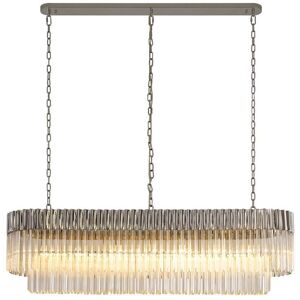 Luminosa Lighting Poland Pendant Rectangle 7 Light E14, Polished Nickel, Clear Glass, Item Weight: 28kg Luminosa Lighting Poland Pendant Rectangle 7 Light E14, Polished Nickel, Clear Glass, Item Weight: 28kg