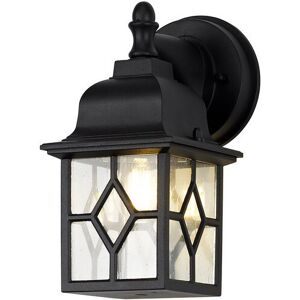 Luminosa Lighting Horicon Down Square Criss Cross Wall Lamp, 1 x E27, IP44, Sand Black, Clear Seeded Glass, 2yrs Warranty Luminosa Lighting Horicon Down Square Criss Cross Wall Lamp, 1 x E27, IP44, Sand Black, Clear Seeded Glass, 2yrs Warranty