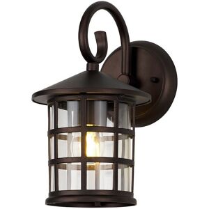 Luminosa Lighting Horicon Down Round Grid Wall Lamp, 1 x E27, IP44, Antique Bronze, Clear Glass, 2yrs Warranty Luminosa Lighting Horicon Down Round Grid Wall Lamp, 1 x E27, IP44, Antique Bronze, Clear Glass, 2yrs Warranty