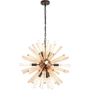 Luminosa Lighting Hornby 10 Light E14, Round Pendant Brown Oxide , Champagne Gold Glass Luminosa Lighting Hornby 10 Light E14, Round Pendant Brown Oxide , Champagne Gold Glass