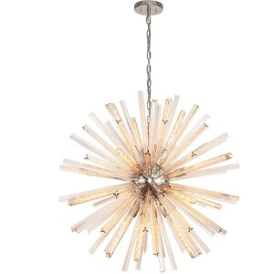 Luminosa Lighting Hornby 16 Light E27, Round Pendant Polished Nickel , Champagne Gold Glass Luminosa Lighting Hornby 16 Light E27, Round Pendant Polished Nickel , Champagne Gold Glass
