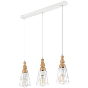 Lamkur Lighting Ingrid Bar Pendant Ceiling Light White - 3 E27 Lamkur Lighting Ingrid Bar Pendant Ceiling Light White - 3 E27