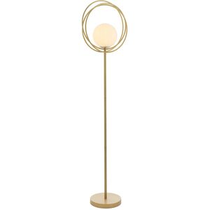 Merano Lighting Bergamo Floor Lamp - Gold & Opal Glass - Steel Merano Lighting Bergamo Floor Lamp - Gold & Opal Glass - Steel