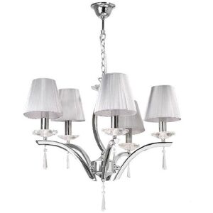 Fan Europe Lighting ORCHESTRA 5 Light Chandeliers with Shades Chrome, K9 Crystals With Fabric 60x50cm Fan Europe Lighting ORCHESTRA 5 Light Chandeliers with Shades Chrome, K9 Crystals With Fabric 60x50cm