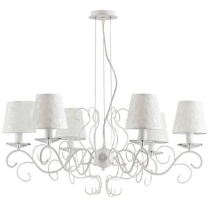 Fan Europe Lighting PERLA 6 Light Chandeliers with Shades White, K9 Crystals 82cm Fan Europe Lighting PERLA 6 Light Chandeliers with Shades White, K9 Crystals 82cm