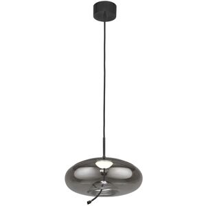 Searchlight Lisbon 1 Light LED Dome Pendant - Black and Smoked Glass Searchlight Lisbon 1 Light LED Dome Pendant - Black and Smoked Glass