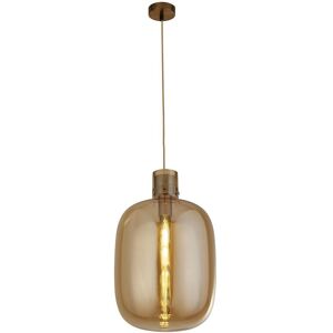 Searchlight Lighting Searchlight Barrel 1 Light Pendant - Brass, Amber Glass Searchlight Lighting Searchlight Barrel 1 Light Pendant - Brass, Amber Glass