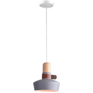 Larissa Lighting Ialysos Dome Ceiling Pendant Light 1x E27 Grey Wood Leather Larissa Lighting Ialysos Dome Ceiling Pendant Light 1x E27 Grey Wood Leather