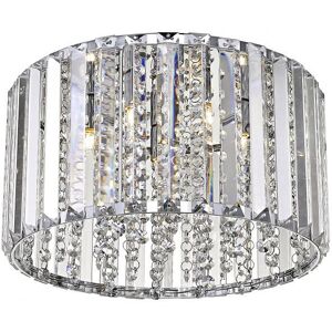 Impex Lighting Diore 4 Light Flush Ceiling Light Chrome Crystal Impex Lighting Diore 4 Light Flush Ceiling Light Chrome Crystal
