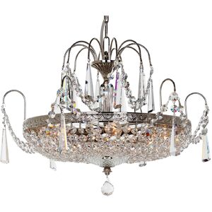 Impex Lighting Rostock Lead Crystal Nickel 6 Arm Chandelier Impex Lighting Rostock Lead Crystal Nickel 6 Arm Chandelier