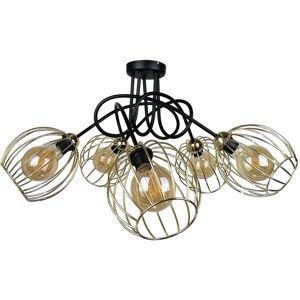 Keter Lighting Mig Multi Arm Semi Flush Ceiling Light Black, Gold, 70cm, 5x E27 Keter Lighting Mig Multi Arm Semi Flush Ceiling Light Black, Gold, 70cm, 5x E27