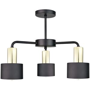 Keter Lighting Luce Multi Arm Semi Flush Ceiling Light Black, Gold, 44cm, 3x E27 Keter Lighting Luce Multi Arm Semi Flush Ceiling Light Black, Gold, 44cm, 3x E27