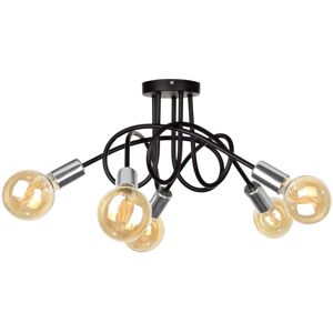 Keter Lighting Rumba Multi Arm Semi Flush Ceiling Light Black, Silver, 50cm, 5x E27 Keter Lighting Rumba Multi Arm Semi Flush Ceiling Light Black, Silver, 50cm, 5x E27
