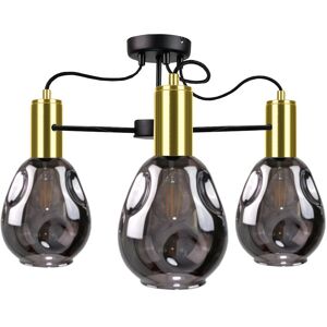 Keter Lighting Kari Multi Arm Semi Flush Ceiling Light Black, Gold, 60cm, 3x E27 Keter Lighting Kari Multi Arm Semi Flush Ceiling Light Black, Gold, 60cm, 3x E27