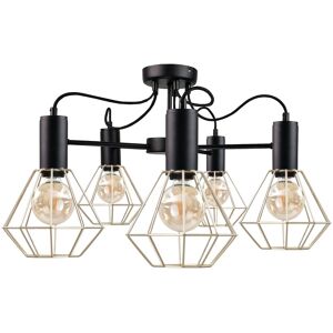 Keter Lighting Lars Multi Arm Semi Flush Ceiling Light Black, 60cm, 5x E27 Keter Lighting Lars Multi Arm Semi Flush Ceiling Light Black, 60cm, 5x E27