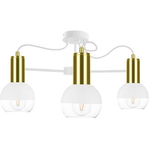 Keter Lighting Arne Multi Arm Semi Flush Ceiling Light White, Gold, 60cm, 3x E27 Keter Lighting Arne Multi Arm Semi Flush Ceiling Light White, Gold, 60cm, 3x E27