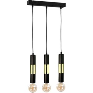 Keter Lighting Magnum Bar Pendant Ceiling Light Black, Gold, 50cm, 3x E27 Keter Lighting Magnum Bar Pendant Ceiling Light Black, Gold, 50cm, 3x E27