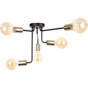 Keter Lighting Nixon Multi Arm Semi Flush Ceiling Light Black, Gold, 50cm, 5x E27 Keter Lighting Nixon Multi Arm Semi Flush Ceiling Light Black, Gold, 50cm, 5x E27