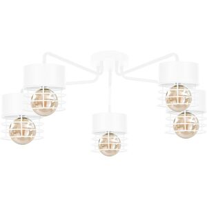 Keter Lighting Atollo Multi Arm Semi Flush Ceiling Light White, 70cm, 5x E27 Keter Lighting Atollo Multi Arm Semi Flush Ceiling Light White, 70cm, 5x E27