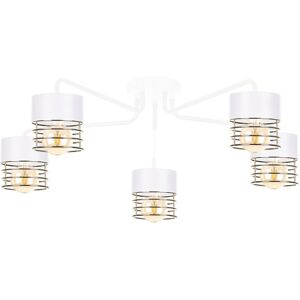 Keter Lighting Royal Multi Arm Semi Flush Ceiling Light White, Gold, 70cm, 5x E27 Keter Lighting Royal Multi Arm Semi Flush Ceiling Light White, Gold, 70cm, 5x E27