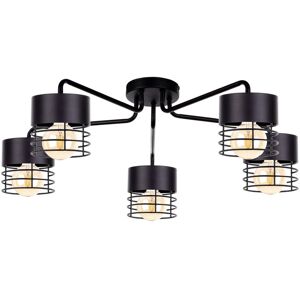 Keter Lighting Elle Multi Arm Semi Flush Ceiling Light Black, 70cm, 5x E27 Keter Lighting Elle Multi Arm Semi Flush Ceiling Light Black, 70cm, 5x E27